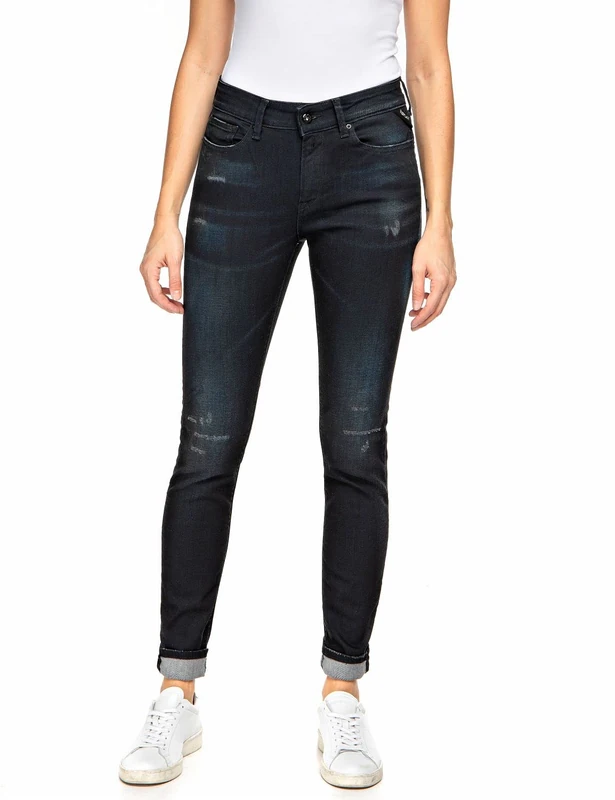 REPLAY Women's Luzien Broken Edge Jeans, 007 Dark Blue, 3132