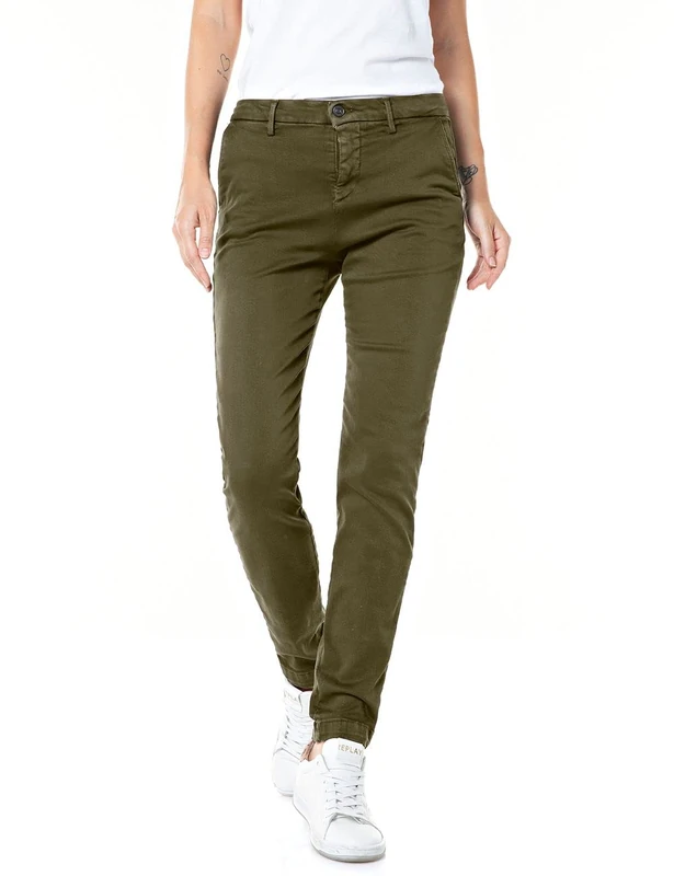 REPLAY Women's Bettie Pants, 238 Army Green, 2330