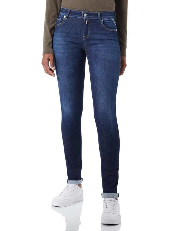 REPLAY Women's Faaby Recycled Jeans, 007 Dark Blue, 27W x 30L