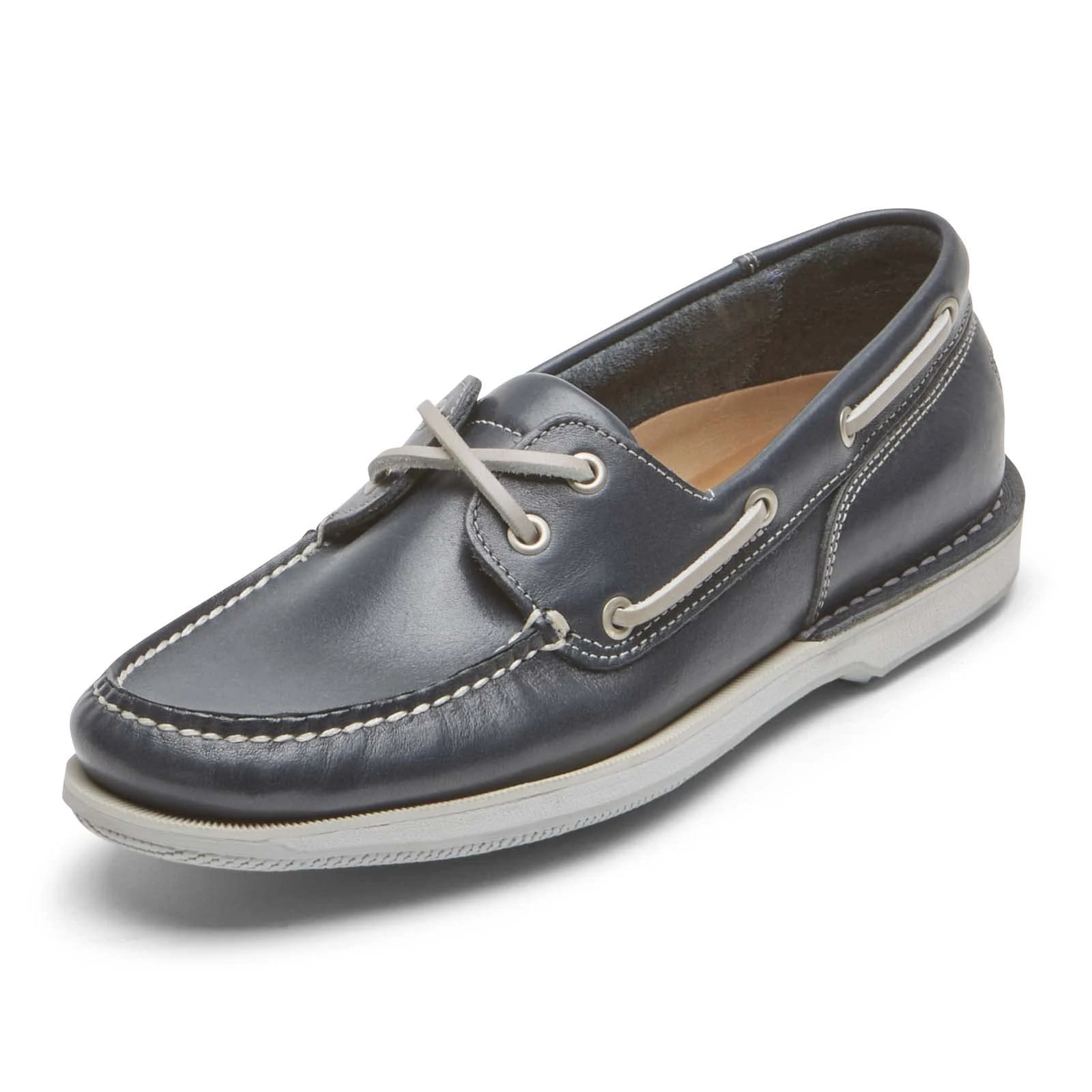 Rockport Men's Perth Boat Shoe, Navy Blue Leather, 12.5 UK