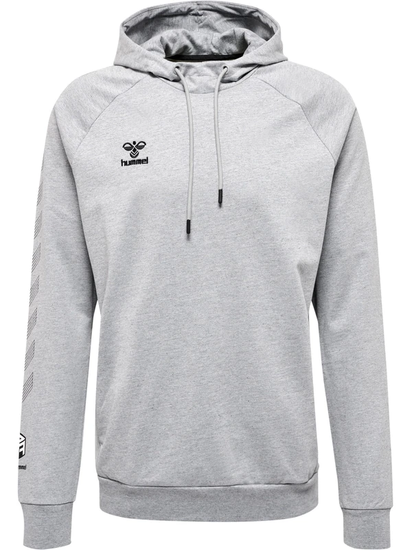 hummel Men's Hmlmove Grid Cotton Hoodie Hooded Sweatshirt Grey Melange - Image 1