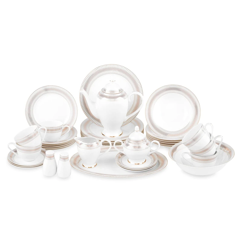 Agnes Crockery Set 37 Pieces White/Gold