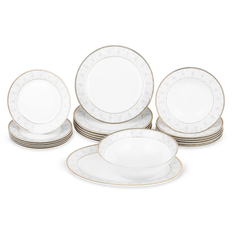 White, Silver IRMA 20-Piece Tableware Set