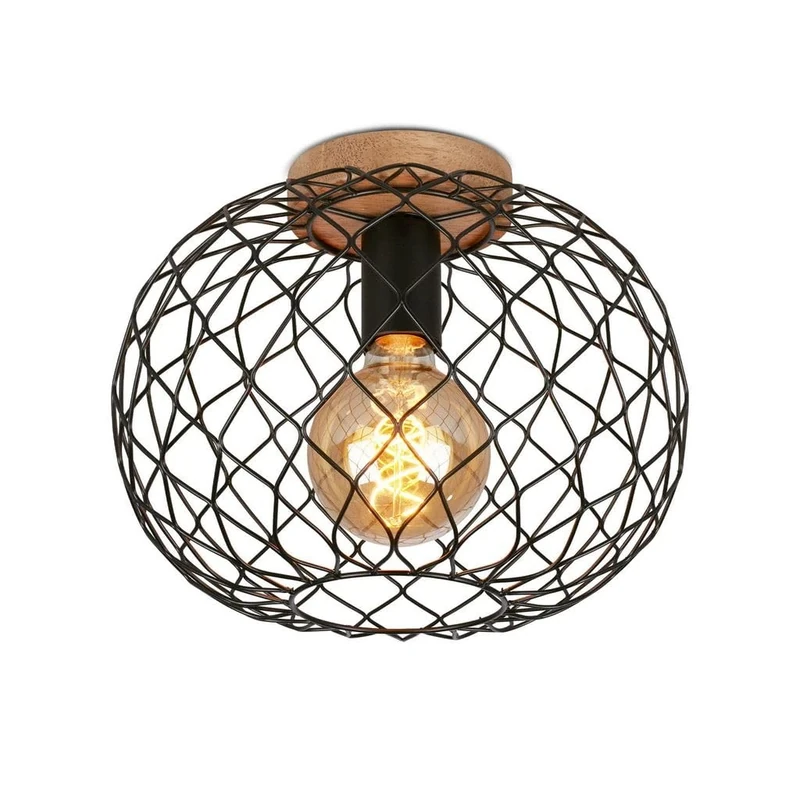 BRILONER - Adjustable Single Spotlight, E27 Socket, max. 40W, Retro, Wooden Base, 30x23cm, Vinatge, Wooden Base, Spotlight, Ceiling Lights Living Room, Kitchen Lights Ceiling, Retro