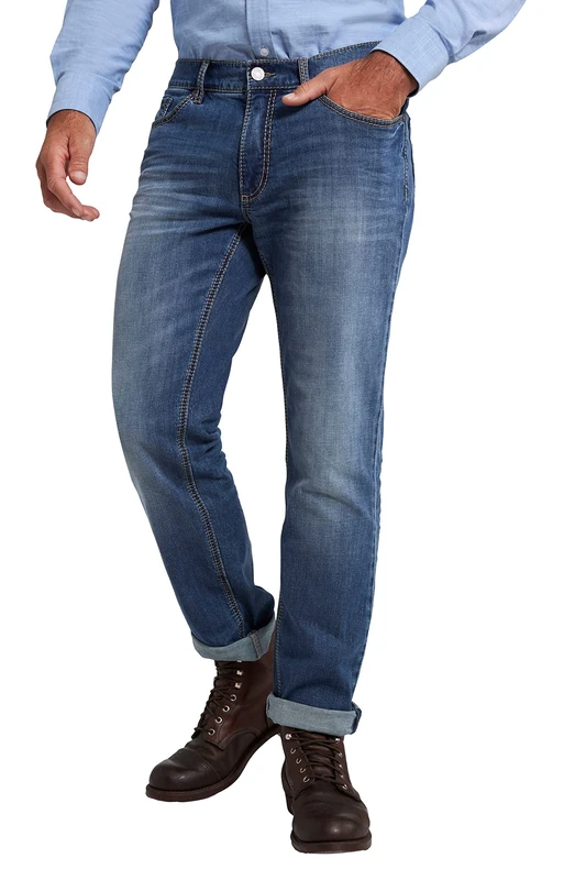 JP 1880 Men's Jeans, Super Stretch, Kontrast Stitching, 5-Pocket, Straight Fit Pants, Denim Wash, 52
