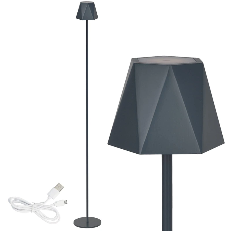 Clauss 10015 LED Floor Lamp with Battery USB Rechargeable Wireless with Dimmer Metal for Indoor and Outdoor Use IP54 Grey - Image 1