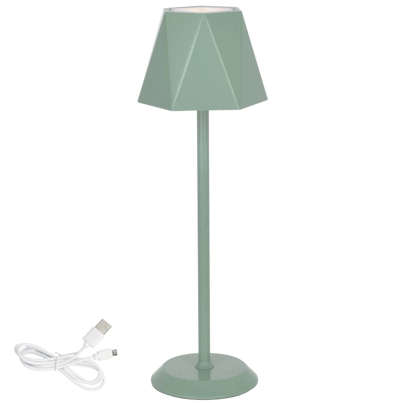 Clauss 10010 LED Table Lamp USB Rechargeable Wireless with Dimmer Metal for Indoor and Outdoor Use IP54 Green