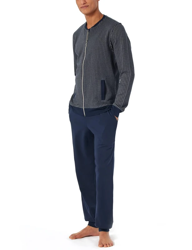 Schiesser Men's Leisure Suit Pajama Set, darkblue, 48 cm