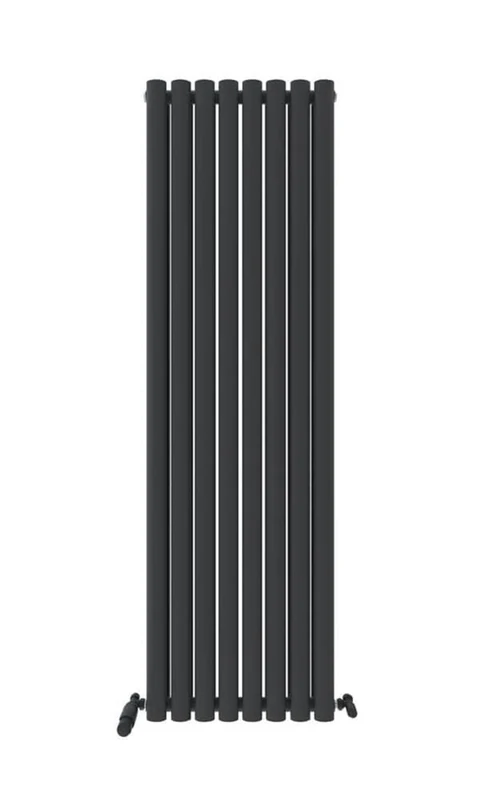 iBathUK Strata Tall Vertical Radiator, Double Oval Panel Radiators, 1600x480mm Slim Radiator, Wall Mounted for Bathroom,Kitchen,Living Room- Anthracite