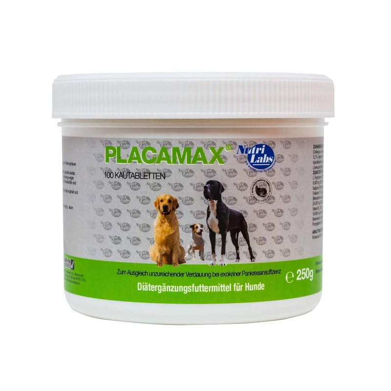 NutriLabs Placamax® Tablets for Dogs Pack of 100 - Tablets for Digestion with Pineapple Powder, Vitamins, Pancreas Powder etc. - Health Products for Dogs - Dietary Supplement Dog