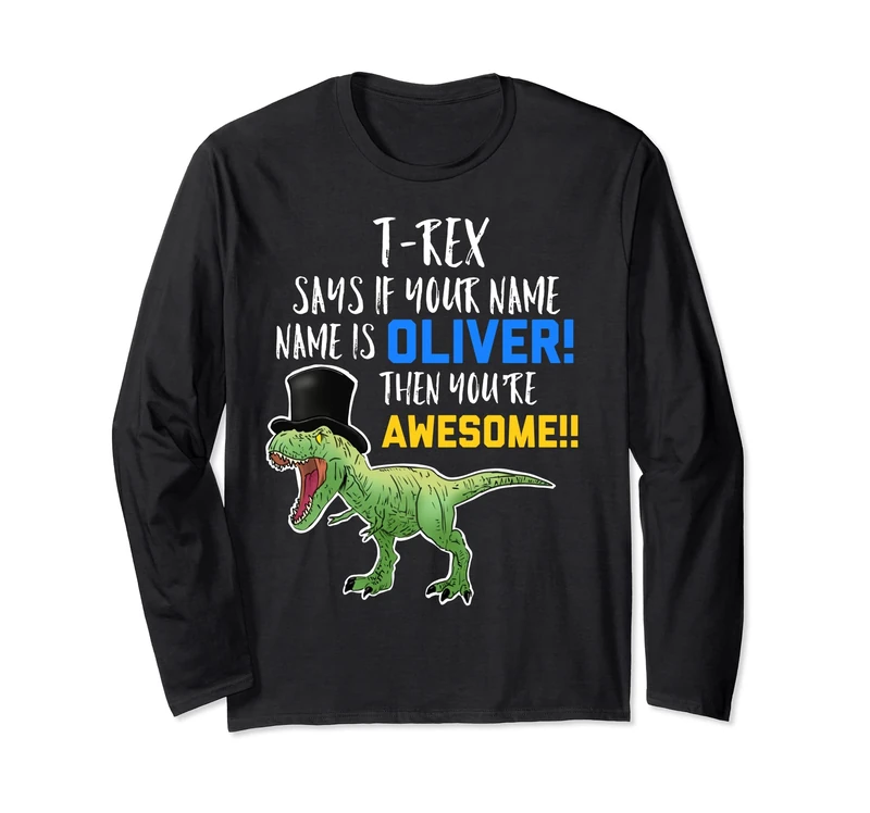 Funny T-Rex Top Hat Long Sleeve T-Shirt for Oliver