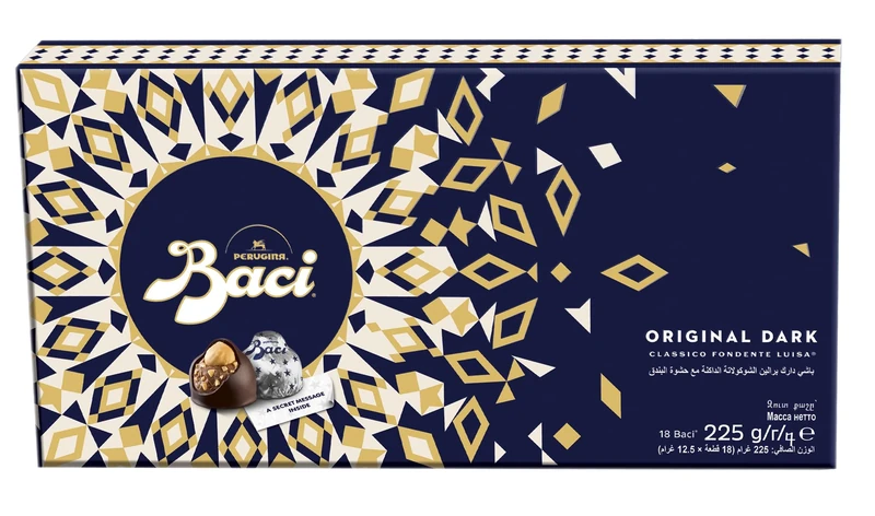 Baci Original Dark Chocolate Praline Truffles with Hazelnut, Gluten Free, Gift Box, 225 g (Pack of 6)
