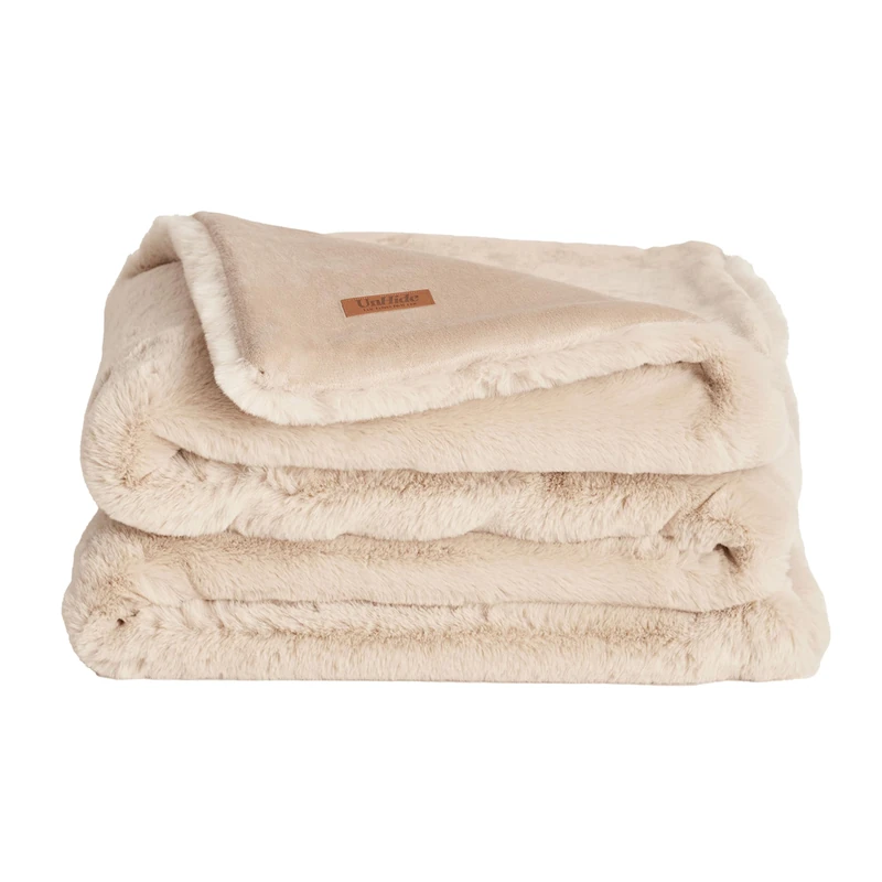 UnHide Marshmallow - Faux Fur Blanket - Heavy Weight, Extra Soft Blanket - Made from Recycled Materials - Machine Washable - Queen Size (60" x 80") - Beige Bear - Image 1