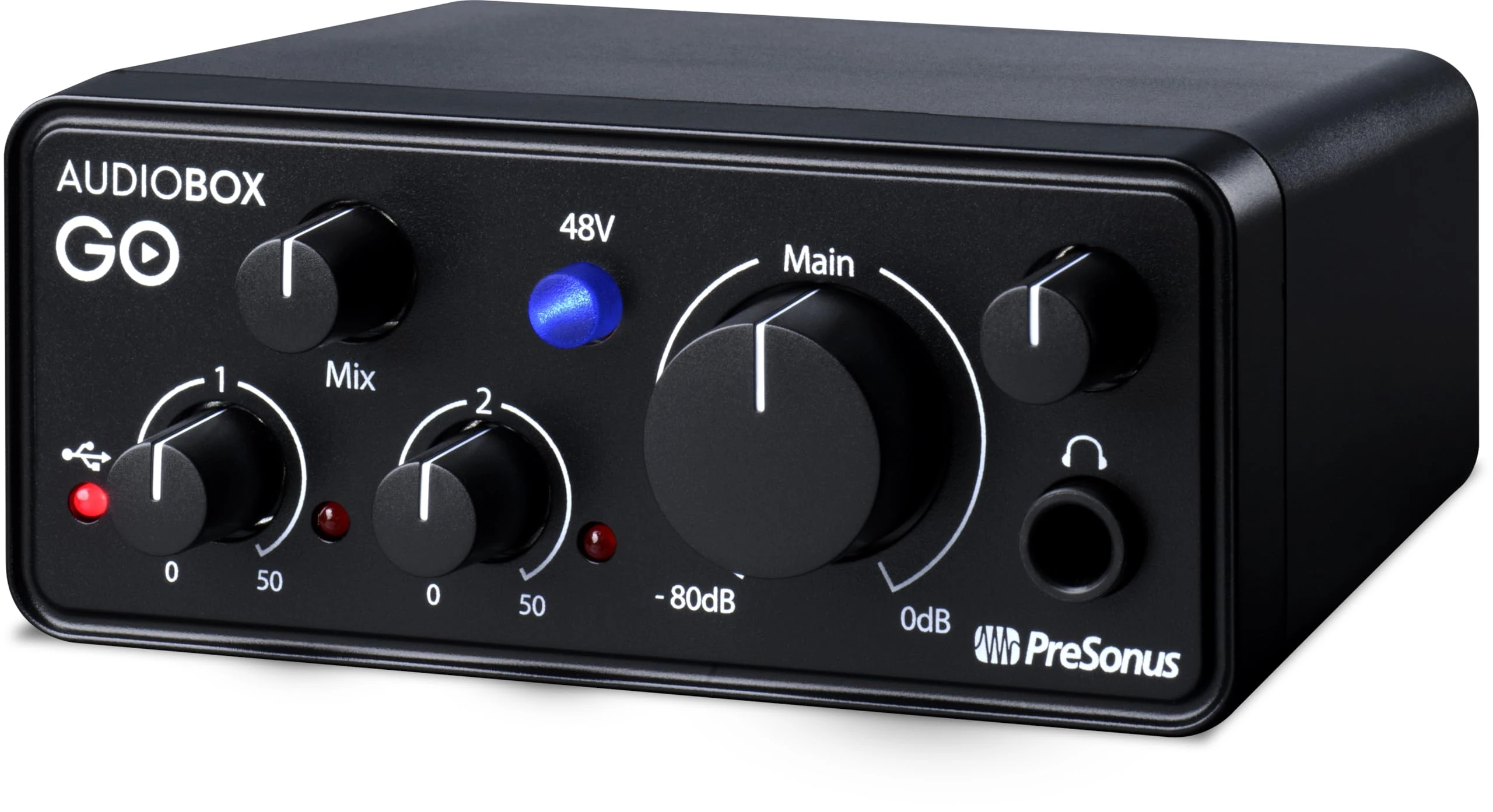 PreSonus AudioBox GO, USB-C, Audio Interface, For Music Production with Studio One DAW Recording Software, Music Tutorials, Sound Samples and Virtual Instruments