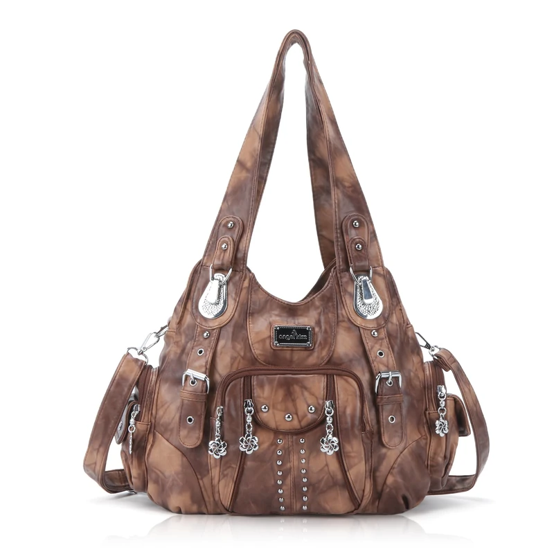 Angel Kiss Purses for Women Soft PU Leather Large Hobo Bags for Women Shoulder Bag, Brown-6, One Size