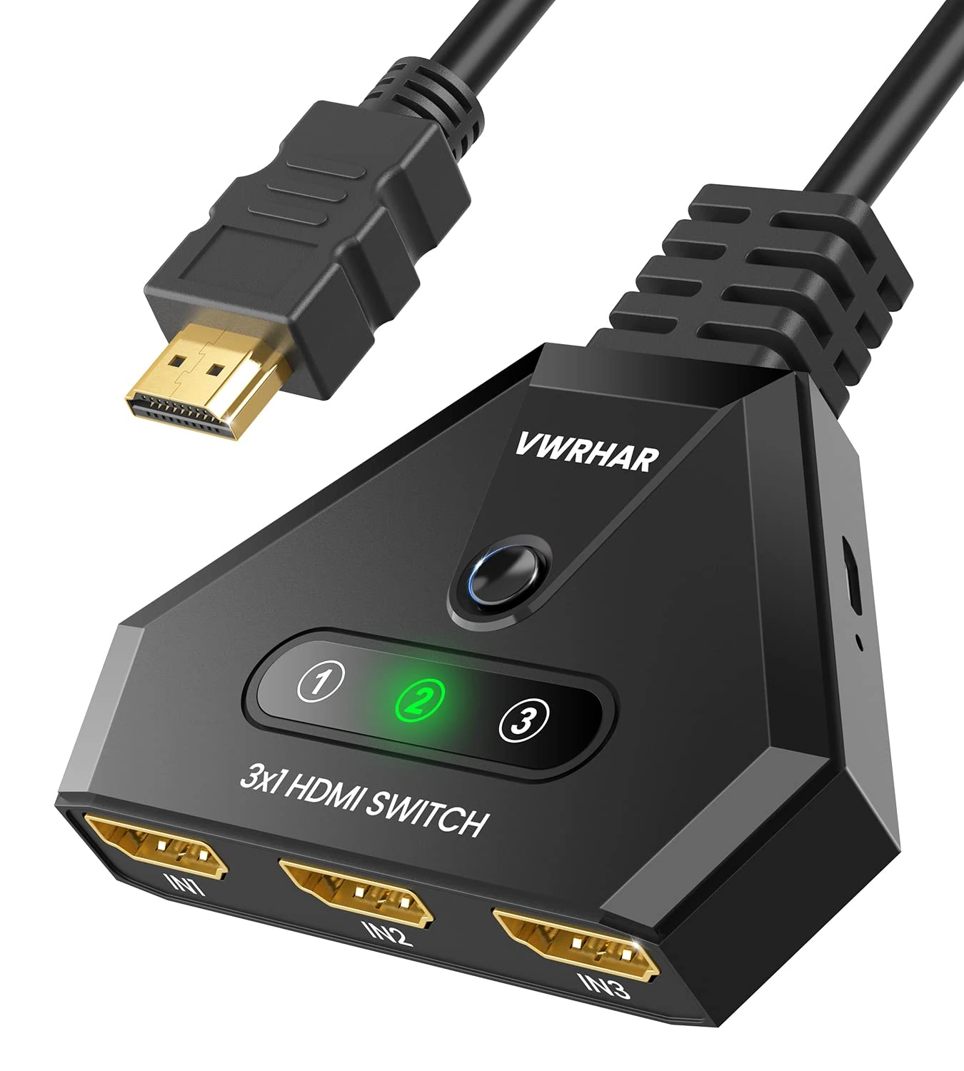 4K HDMI Switch - 3-Port Splitter with High-Speed HDMI Cable, Supports 4K 3D 1080P UHD HDCP 2.2 for Xbox PS3/4/5 Sky Box Apple TV Fire Stick Blu-ray/DVD Player