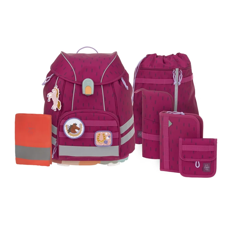 LÄSSIG Flexy Unique 7-Piece Children's School Bag Set, Speckles Berry, standard size, Casual