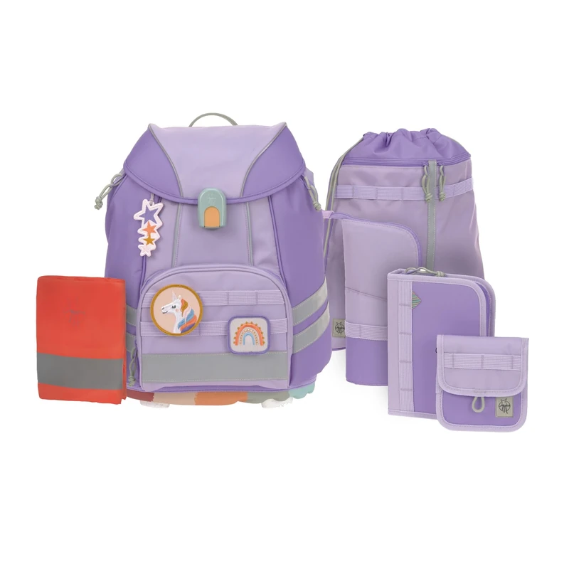 LÄSSIG Unisex Kids School Flexy Unique School Bag Set - Purple, Regular