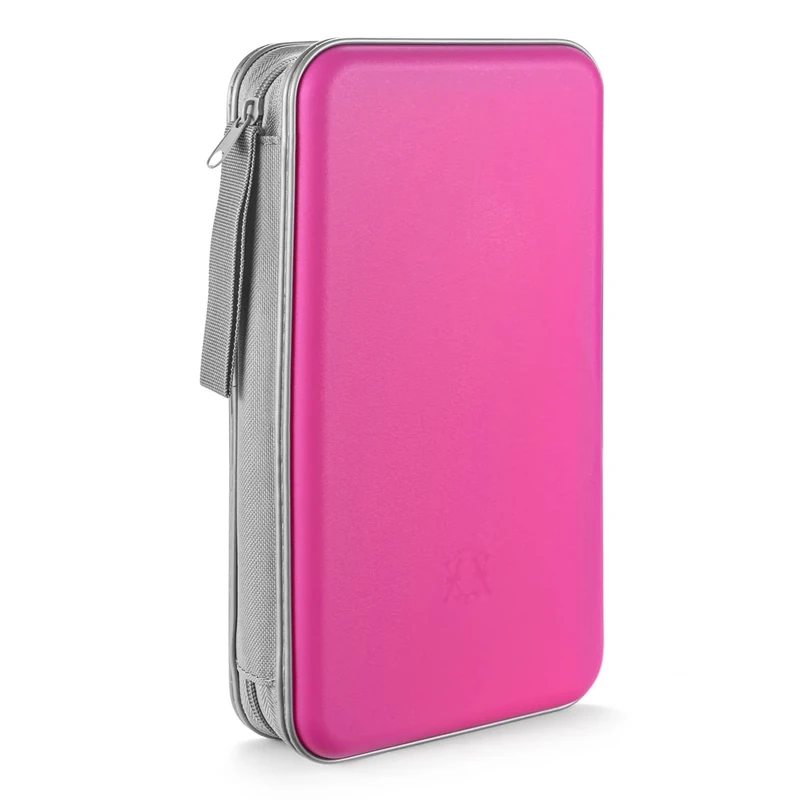 LIOVODE DVD Case, 96 Capacity CD Case Holder Storage Organizer Hard Plastic Protective Disc Wallet for Car (96 Capacity, Light Rose)