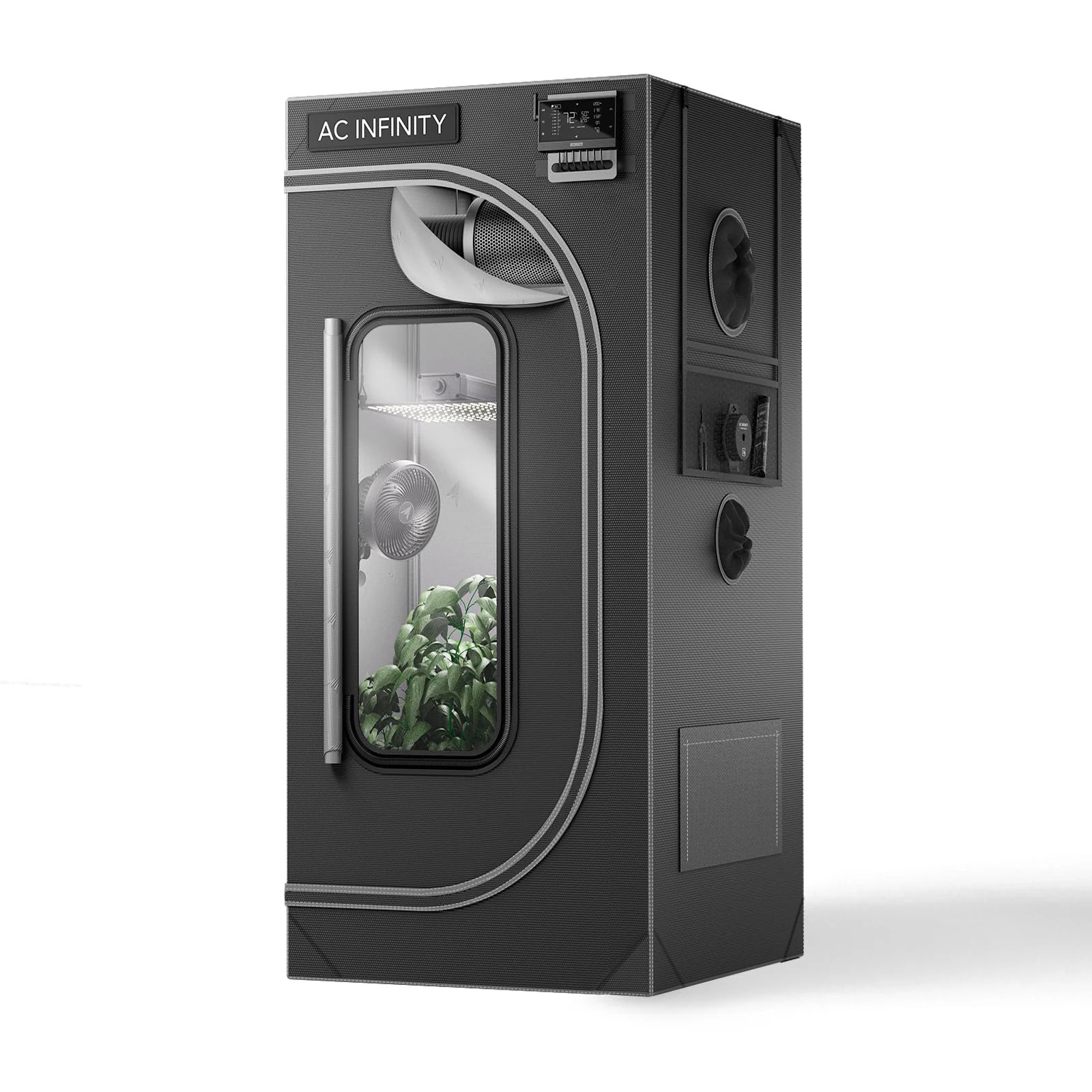 AC Infinity CLOUDLAB 722, Advance Grow Tent 2x2, 60x60x180cm Thickest 2.5cm Poles, 2000D Mylar Canvas, Lab-Tested Highest Reflectivity, Zipper Window Controller Mount Plate Indoor Growing 24"x24"x72"