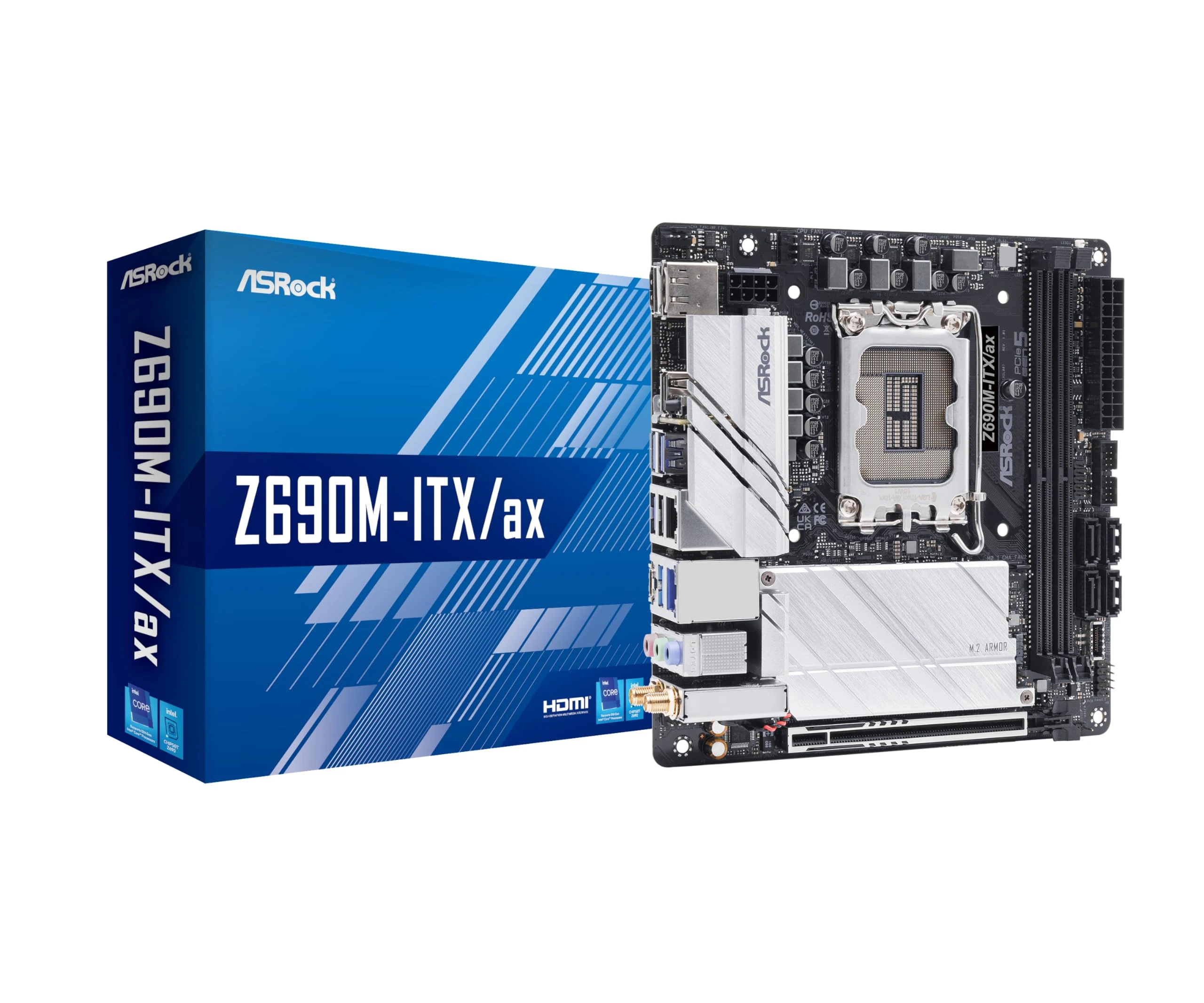 Asrock Z690M-ITX/AX, Intel Z690, 1700, Mini ITX, 2 DDR4, HDMI, DP, Wi-Fi, 2.5GB LAN, PCIe5, 2x M.2