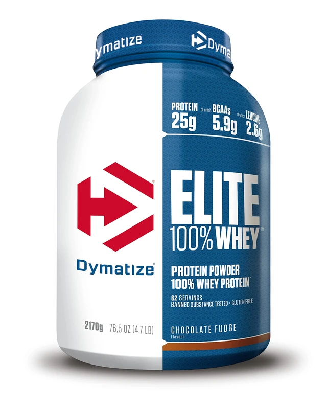 Dymatize Elite 100% Whey Chocolate Fudge 2170g - High Protein Low Sugar Powder + Whey Protein and BCAAs