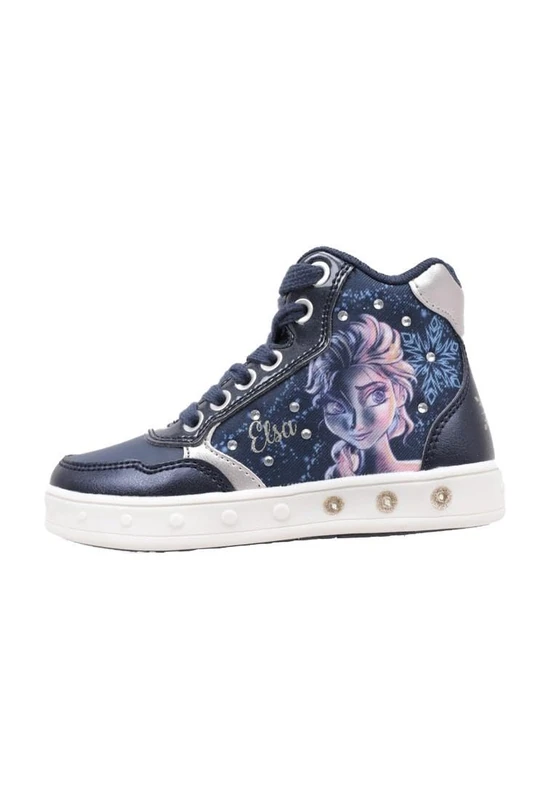 Geox Girls J Skylin Sneakers, Navy Platinum, 7 UK