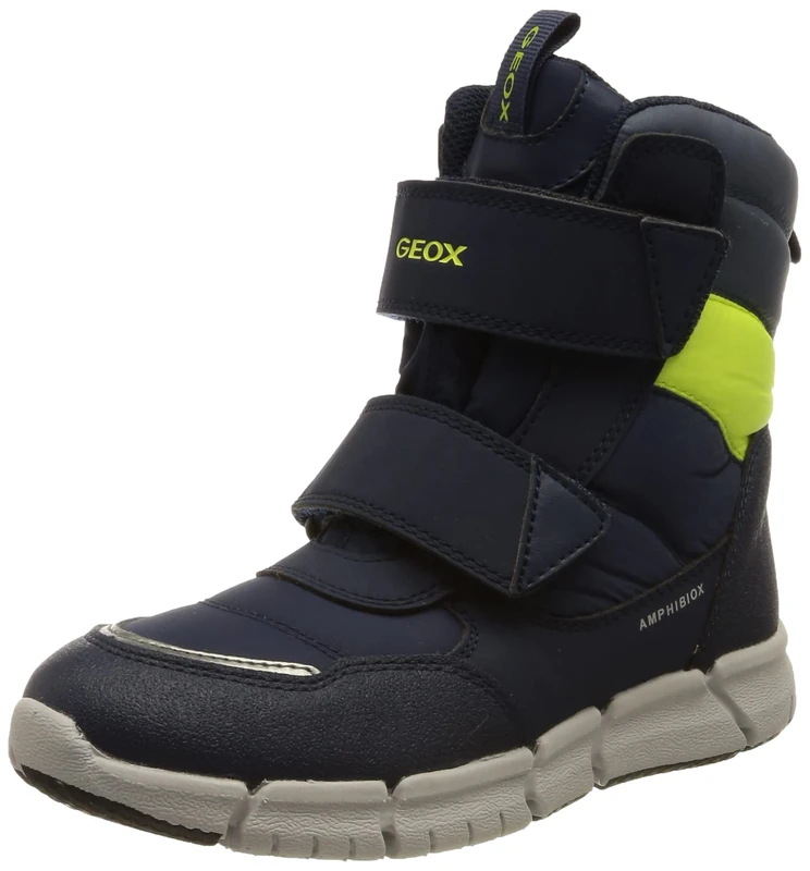 Geox Boy's J Flexyper Boy Abx Ankle Boots, Navy Fluo Yellow, 11 UK