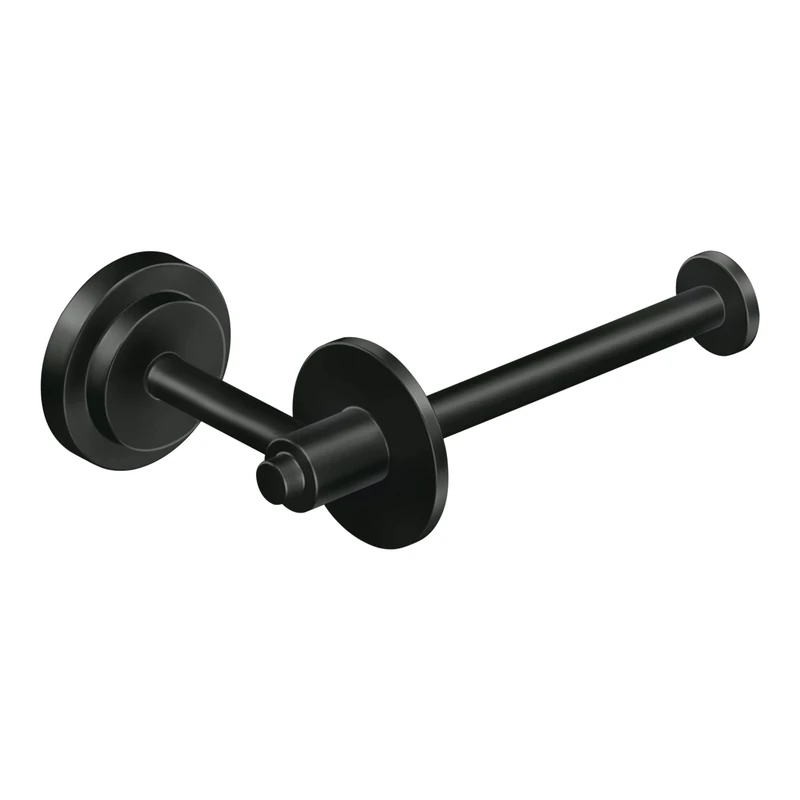 Moen DN0709BL Iso Collection European Single Post Toilet Paper Holder, Matte Black