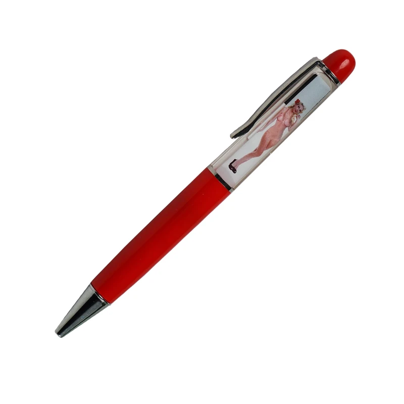 Naked Lady Girl Fancy Writing Journaling Office Pen Floating Floater Tip And Strip Kawaii Ballpoint Nude Pens For Adult Women Men Nice Gift(Red)