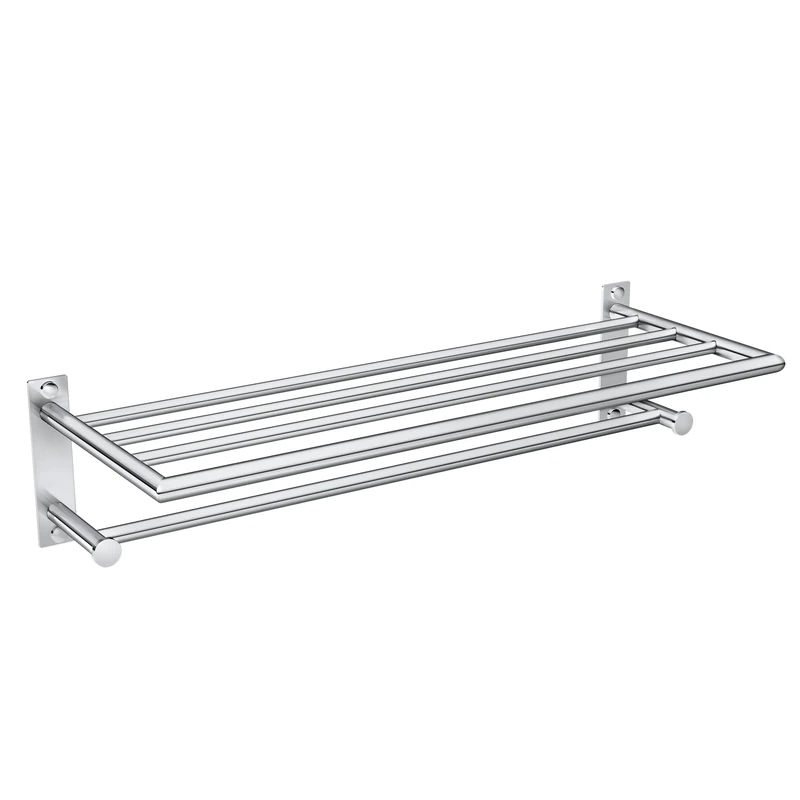 Moen Y5794CH Arlys 24-Inch Wide Modern Bathroom Hotel-Style Storage Shelf with Towel Bar, Chrome