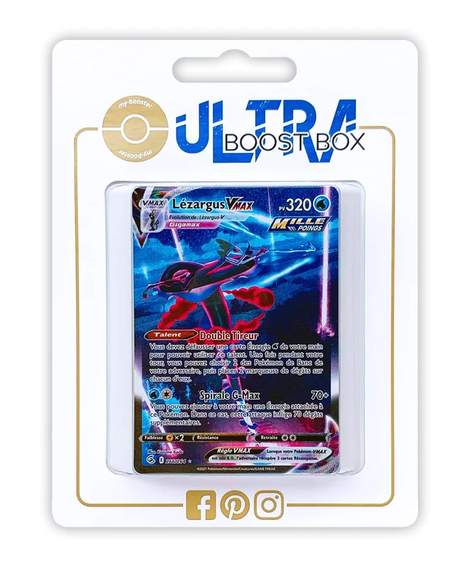 Lézargus VMAX (Inteleon VMAX) 266/264 Rapid Strike Shiny Alternative - Myboost X Epée et Bouclier 8 - Poing de Fusion - Box of 10 Pokemon French Cards