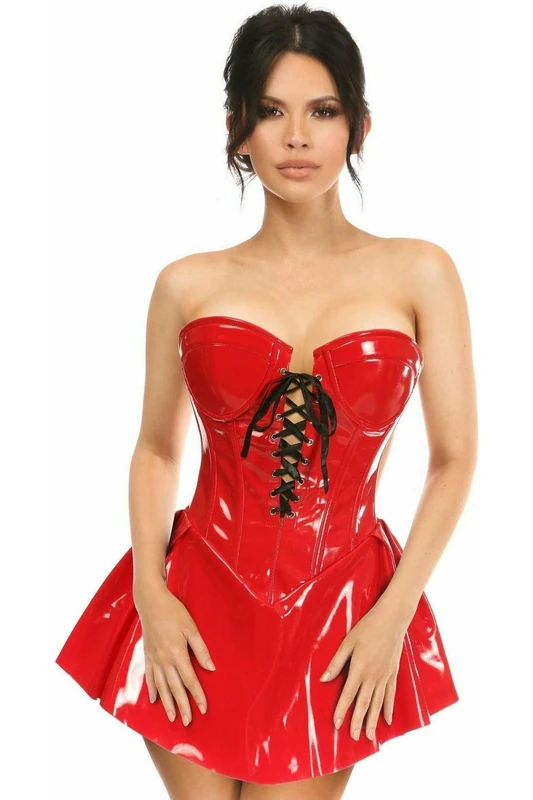 Daisy corsets Women's Top Drawer Red Patent Steel Boned Corseted Dress, L
