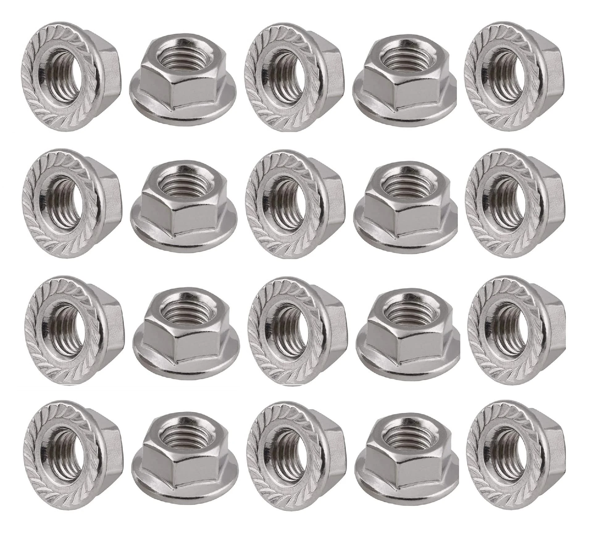TERF® M12 Serrated Flange Hex Nut M12 (12mm) Hexagonal Serrated Flanged Steel Nuts - Pack of 20