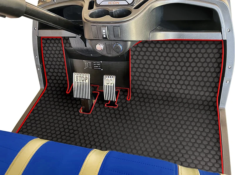 Matericuo Full Coverage Custom Fit for Yamaha Adventurer (2007-2017), G29, YDR, & Drive (Gen1) Models Only Rubber Golf Cart Floor Liner Mat Red