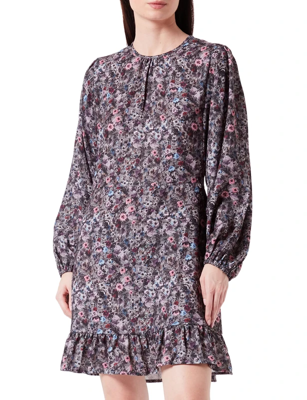 REPLAY Women's W9784 Dress, 010 Grey/Multicolor, S