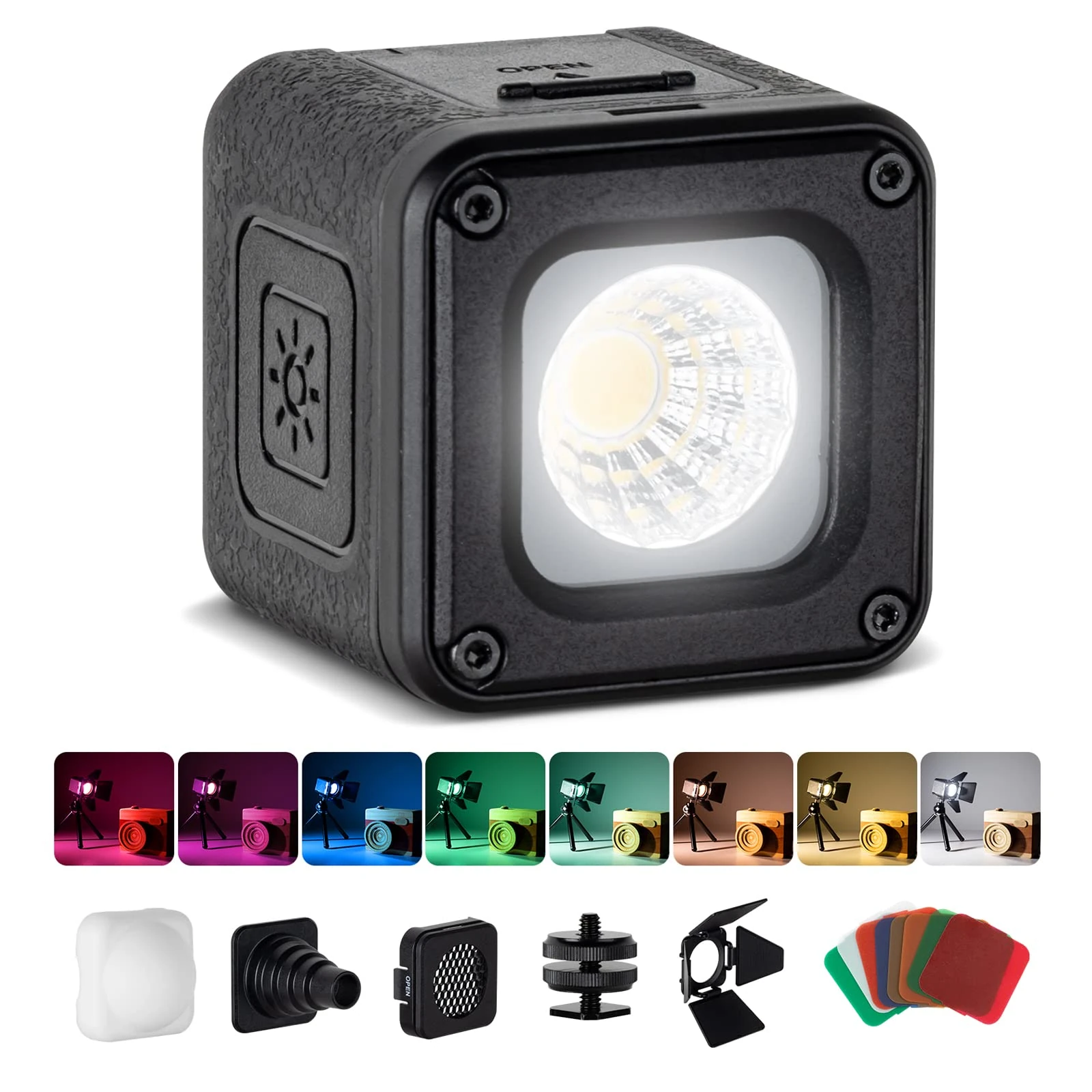 SMALLRIG Mini Cube Light for Macro Photography LED Video Light, Rainproof Light Kit with 8 Color Filters, Small Photography Light 5600K CRI95 for GoPro, for DJI, Smartphones, Cameras, RM01-3405