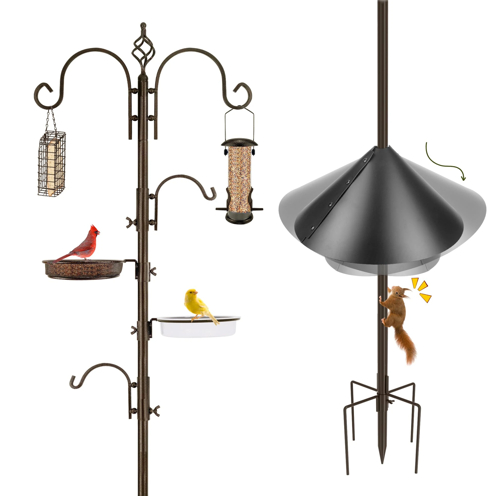 Urban Deco Bird Feeding Station with Squirrel Baffle Heavy Duty Hanging Feeder Station Kit
