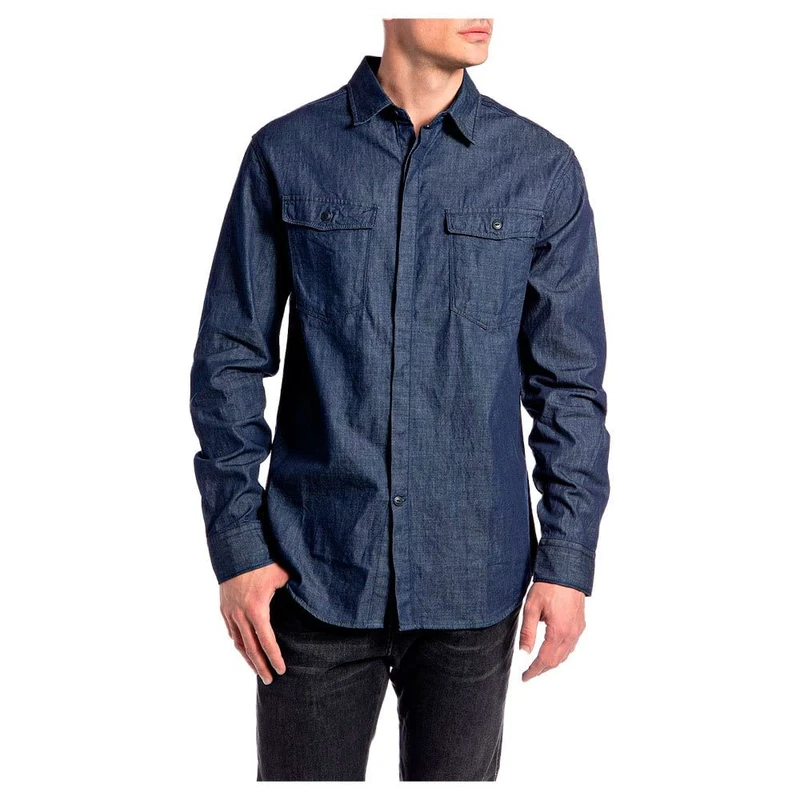 REPLAY Men's M4078 Shirt, 007 Dark Blue, S