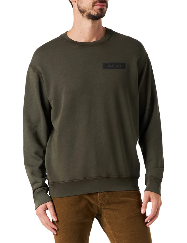 REPLAY Men's M6276 Sweatshirt, 950 Military, XS