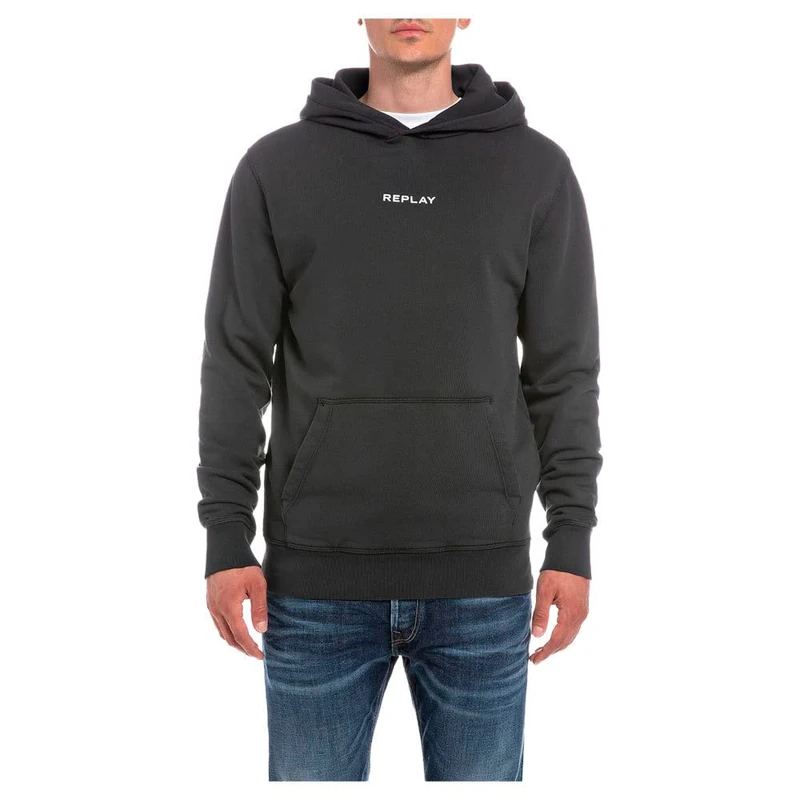 REPLAY Men's M6277 Hooded Pullover, 098 Black, S