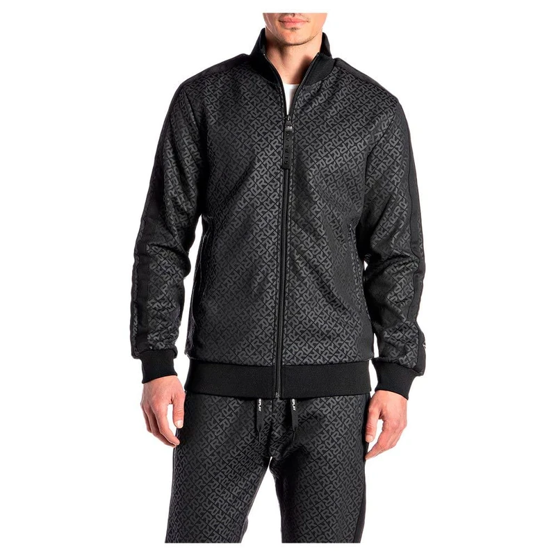 REPLAY Men's M3549c Sweatshirt, 010 Black/Black, XXXL