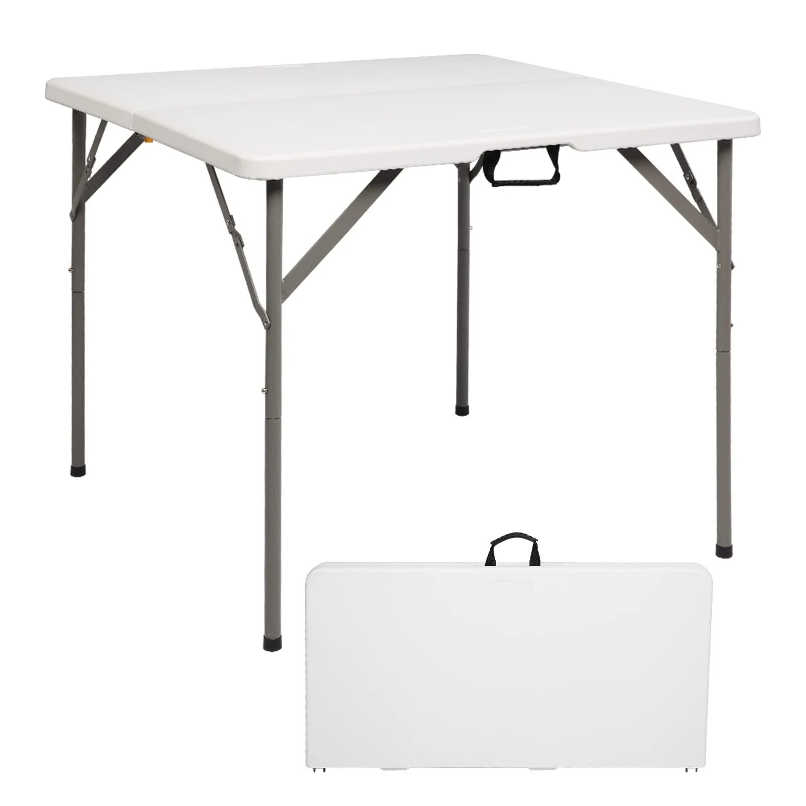 Bonnlo 3ft Square Folding Table, Portable Plastic Picnic Dinning Table for Indoor and Outdoor Use