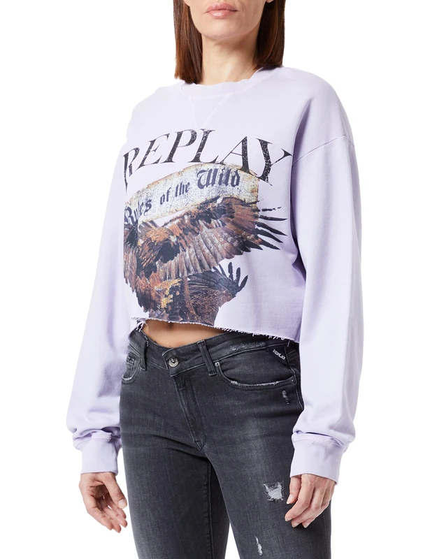 REPLAY Women's W3715 Sweatshirt, 273 Lavender, XL