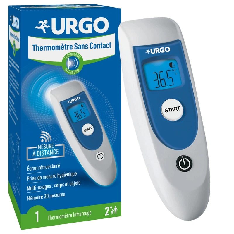 Urgo - Non-contact thermometer - Infrared technology - Multi-use body and objects - Backlit screen - Fever sound alert - Suitable for ages 2 and above - Image 1