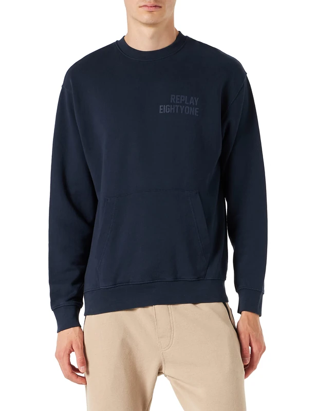 REPLAY Men's M6264 Sweatshirt, 085 Blue, M