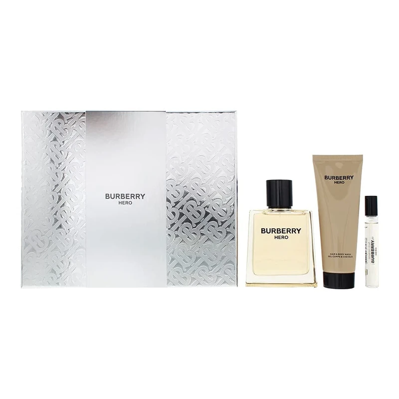 Burberry Hero 3 Piece Gift Set: Eau De Toilette 100ml - Shower Gel 75ml - Eau De Toilette 7.5ml