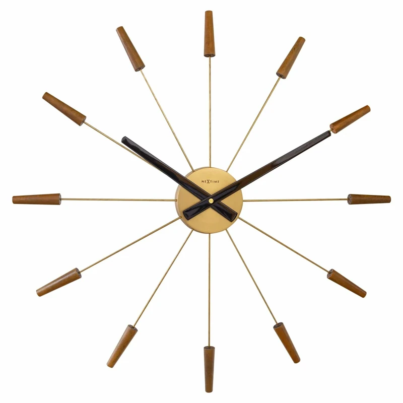 NeXtime Large Wall Clock 58 cm Silencieux Walnut Wood/Stainless Steel, Brown, One Size, 2610BR