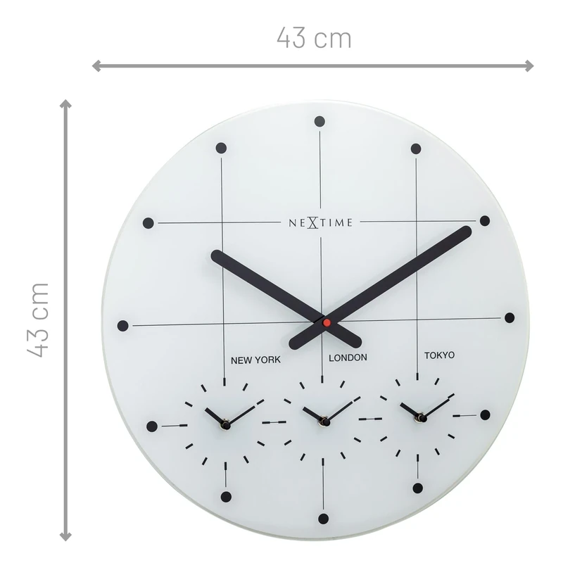 NeXtime Silencieux Black Verre Big City Wall Clock 43cm