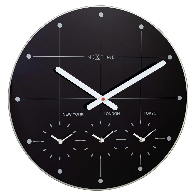 NeXtime Silencieux Black Verre Big City Wall Clock 43cm